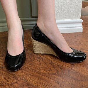 Antonio Melani Black Rope Wedge 3" Heel